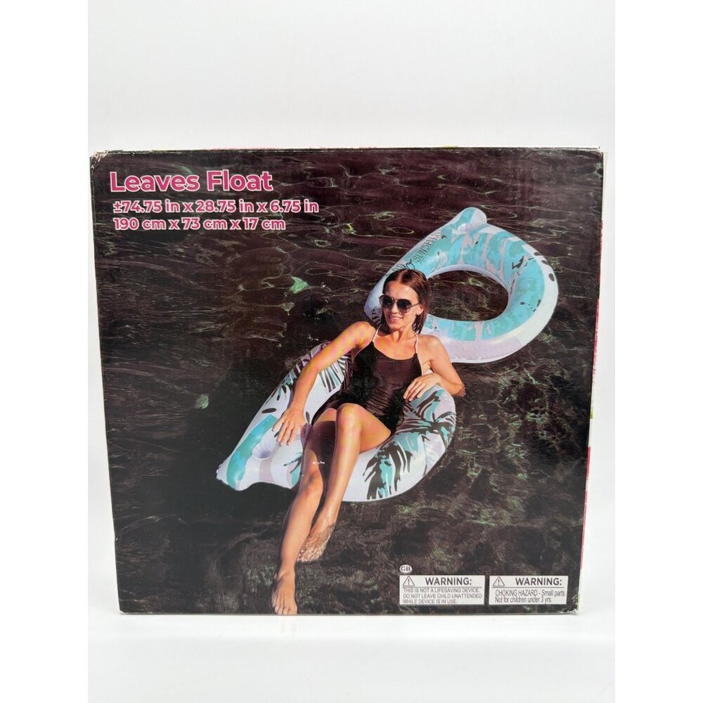 Leaves Float Pool Lounger With Tropical Pattern - 74.75" X 28.75" X 6.75" Heavy-